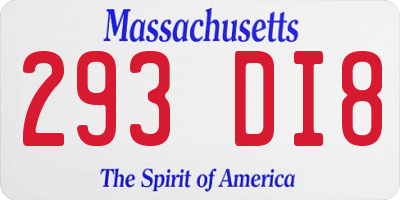 MA license plate 293DI8