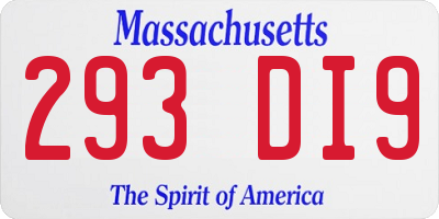 MA license plate 293DI9