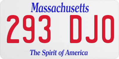 MA license plate 293DJ0