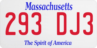 MA license plate 293DJ3