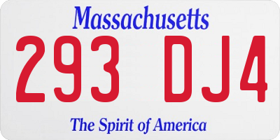 MA license plate 293DJ4