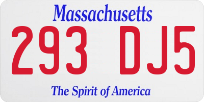 MA license plate 293DJ5