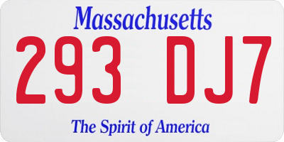 MA license plate 293DJ7