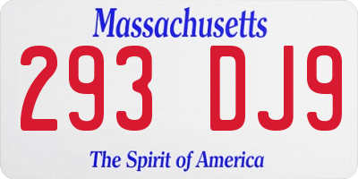 MA license plate 293DJ9