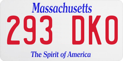 MA license plate 293DK0