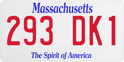 MA license plate 293DK1