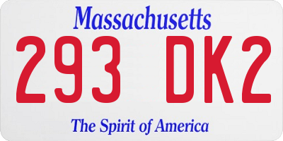 MA license plate 293DK2