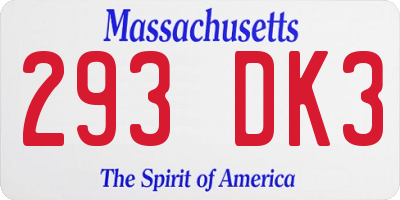 MA license plate 293DK3