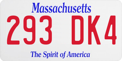 MA license plate 293DK4