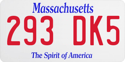 MA license plate 293DK5