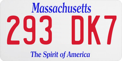 MA license plate 293DK7