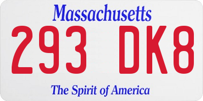 MA license plate 293DK8