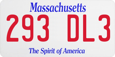 MA license plate 293DL3