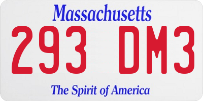 MA license plate 293DM3