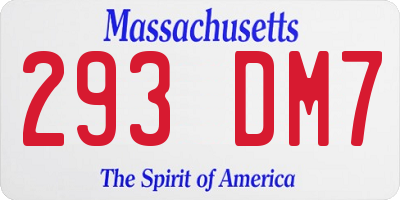 MA license plate 293DM7