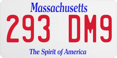 MA license plate 293DM9