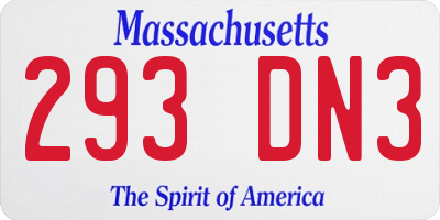 MA license plate 293DN3