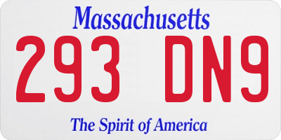 MA license plate 293DN9