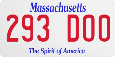 MA license plate 293DO0