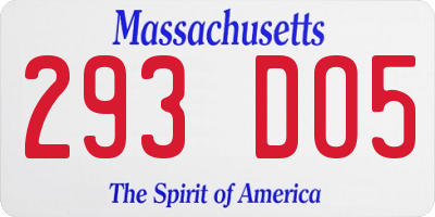 MA license plate 293DO5