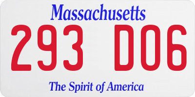 MA license plate 293DO6