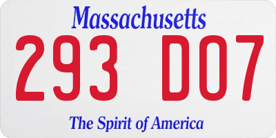 MA license plate 293DO7