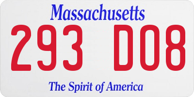 MA license plate 293DO8