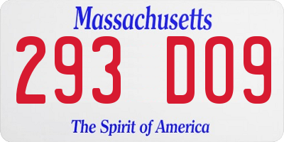 MA license plate 293DO9