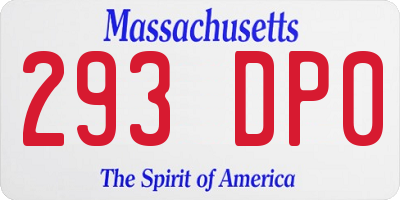 MA license plate 293DP0