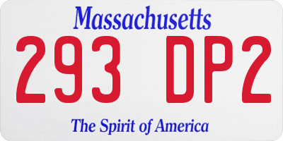MA license plate 293DP2