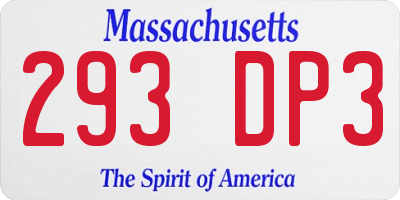 MA license plate 293DP3