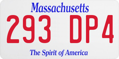MA license plate 293DP4