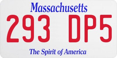 MA license plate 293DP5