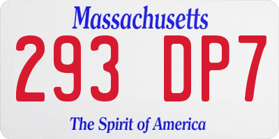 MA license plate 293DP7