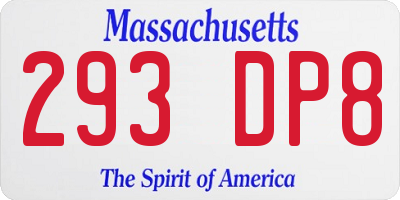 MA license plate 293DP8