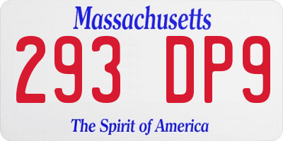 MA license plate 293DP9