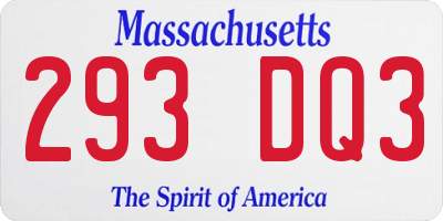 MA license plate 293DQ3