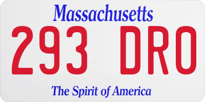 MA license plate 293DR0