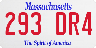 MA license plate 293DR4