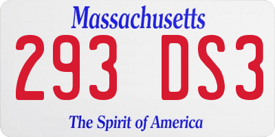 MA license plate 293DS3