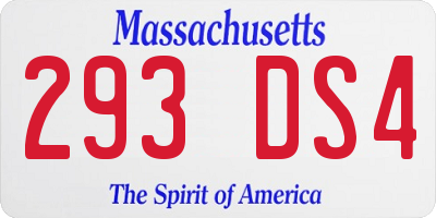 MA license plate 293DS4