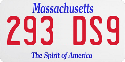 MA license plate 293DS9
