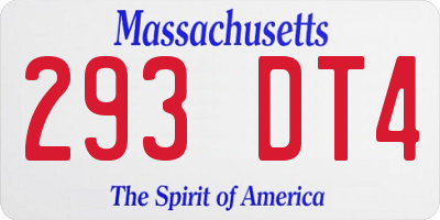 MA license plate 293DT4