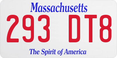 MA license plate 293DT8