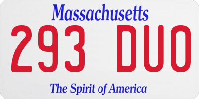 MA license plate 293DU0