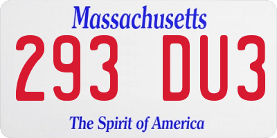 MA license plate 293DU3