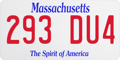 MA license plate 293DU4