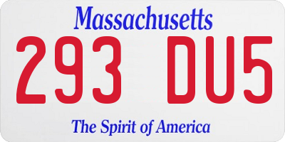 MA license plate 293DU5