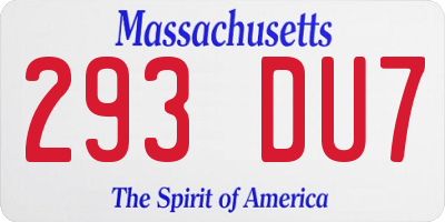 MA license plate 293DU7