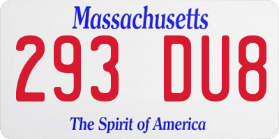 MA license plate 293DU8